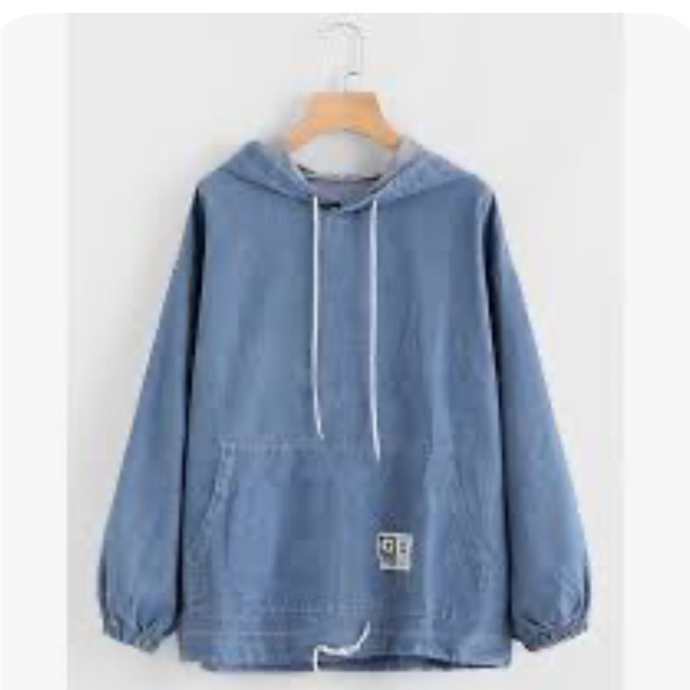 Denim Hoodie Pullover – Relaxed Fit